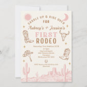  roze tweeling eerste rodeo 1e verjaardag kaart (Voorkant)