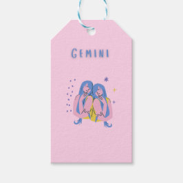 Roze Tweeling, sterrenbeeld, sterrenbeeld afdruk Cadeaulabel
