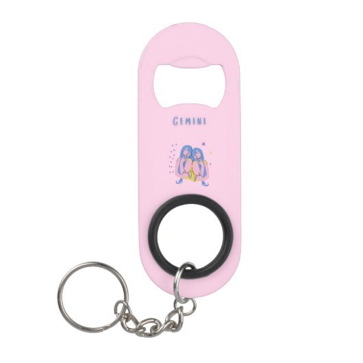 Roze Tweeling, sterrenbeeld, sterrenbeeld afdruk Mini Flessenopener (Voorkant)