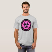 Roze tweetalig biogevaarsymbool T-shirt (Voorkant volledig)