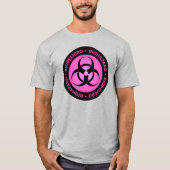 Roze tweetalig biogevaarsymbool T-shirt (Voorkant)
