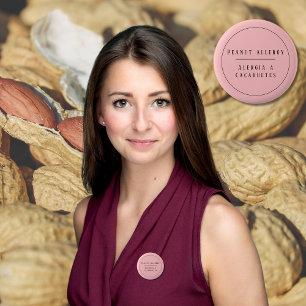 Roze Tweetalige pinda Allergie Alert Spaans Ronde Button 5,7 Cm