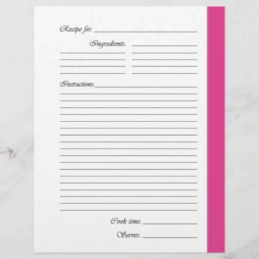 Roze tweezijdige Recipe Pages (Voorkant)