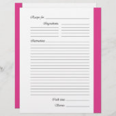 Roze tweezijdige Recipe Pages (Voorkant / Achterkant)