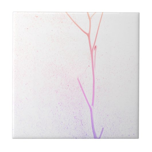 Roze Twig White Concrete textuur Tegeltje (Voorkant)