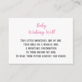 Roze Twin Baby Meisjes Wishing Well Baby shower Informatiekaartje