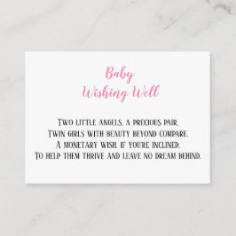 Roze Twin Baby Meisjes Wishing Well Baby shower Informatiekaartje