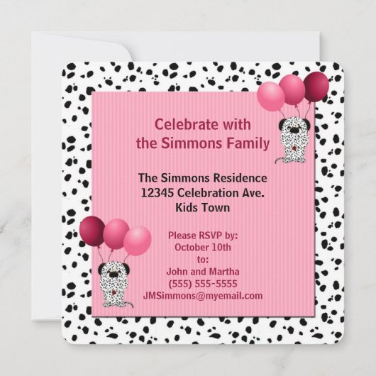 Roze Twin Girls 3e verjaardag Dalmatian Kaart (Achterkant)