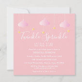 Roze Twinkelende Strooister Kleine Ster Baby Showe Kaart (Voorkant)