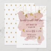 Roze Twinkle Little Star Gold Girl Baby shower Kaart (Voorkant / Achterkant)