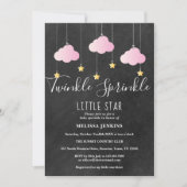 Roze Twinkle Sprinkle Baby Sprinkle krijtbord Kaart (Voorkant)