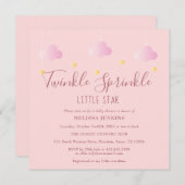 Roze Twinkle Sprinkle Kleine Ster Baby Shower Kaart (Voorkant / Achterkant)