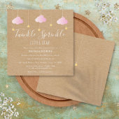 Roze Twinkle Sprinkle Little Star Baby shower Boho Kaart
