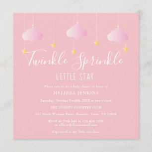 Roze Twinkle Sprinkle Little Star Baby shower Kaart