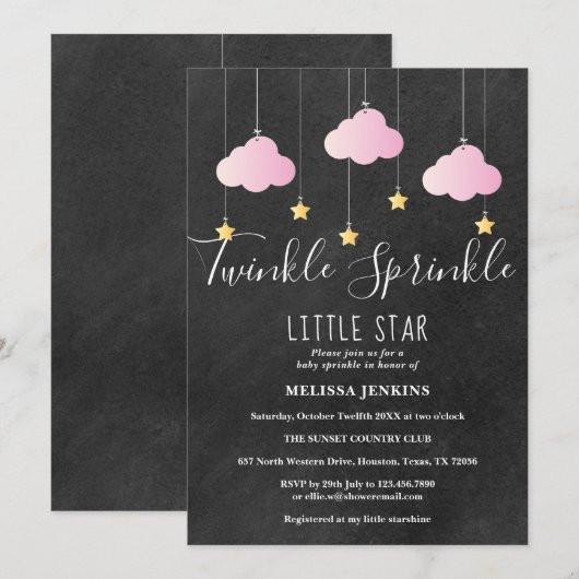 Roze Twinkle Strooi Baby Strooi Schoolbord Kaart (Voorkant / Achterkant)