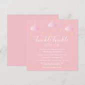 Roze Twinkle Twinkle Little Star Baby Shower Kaart (Voorkant / Achterkant)
