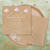 Roze Twinkle Twinkle Little Star-Baby shower Kaart