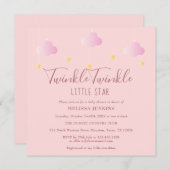 Roze Twinkle Twinkle Little Star-Baby shower Kaart (Voorkant / Achterkant)