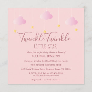 Roze Twinkle Twinkle Little Star-Baby shower Kaart