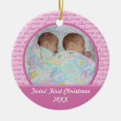 Roze Twins First Christma Ornament (Voorkant)
