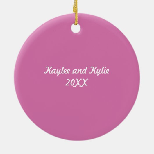 Roze Twins First Christma Ornament (Achterkant)