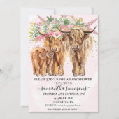 Roze Twins Moeder Vader Highland Koe Kalf Baby sho Kaart (Voorkant)