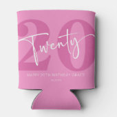 Roze Twintigste Twintigste Twintigste Verjaardagsf Blikjeskoeler (Achterkant)