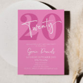 Roze Twintigste Twintigste Twintigste Verjaardagsf Kaart
