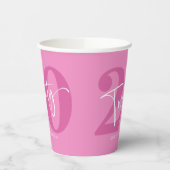 Roze Twintigste Twintigste Twintigste Verjaardagsf Papieren Bekers (Links)