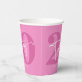 Roze Twintigste Twintigste Twintigste Verjaardagsf Papieren Bekers (Rechts)