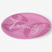 Roze Twintigste Twintigste Twintigste Verjaardagsf Papieren Bordje (Gekanteld)