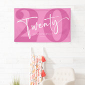 Roze Twintigste Twintigste Twintigste Verjaardagsf Spandoek (Insitu)