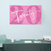 Roze Twintigste Twintigste Twintigste Verjaardagsf Spandoek (Beurs)