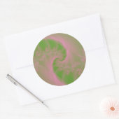 Roze Twist op Groene Ronde Sticker (Envelop)