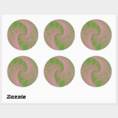 Roze Twist op Groene Ronde Sticker (Vel)