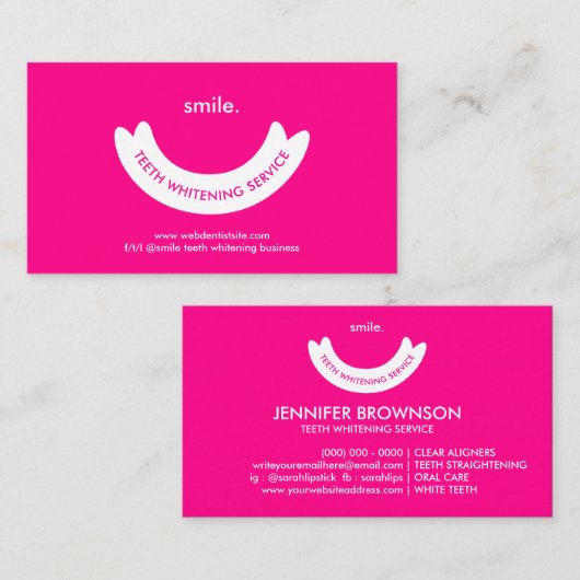 Roze twitseringsservice Minimale orale zorg Visitekaartje (Voorkant / Achterkant)