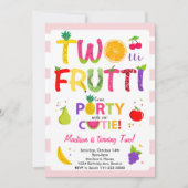 Roze Twotti Frutti Meisjes 2e Verjaardag Uitnodigi Kaart (Voorkant)