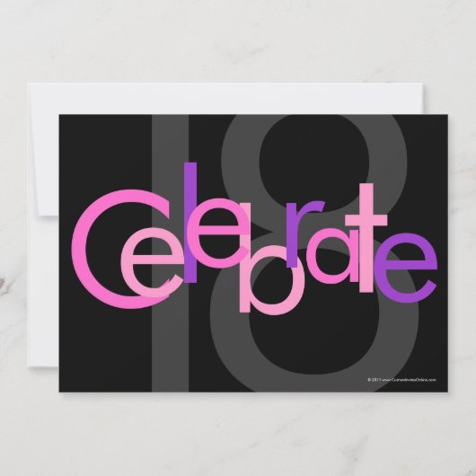 Roze Type 18e Verjaardagsfeestuitnodiging Kaart (Achterkant)