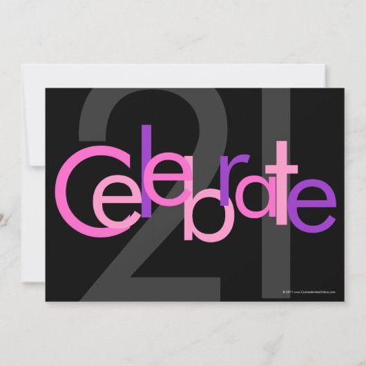 Roze Type 21e Verjaardagsfeestuitnodiging Kaart (Achterkant)