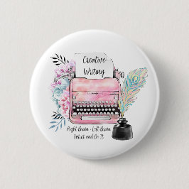 roze typemachine creatief schrijven ronde button 5,7 cm