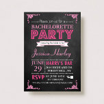 Roze Typografie Chalkboard Bachelorette Party Kaart<br><div class="desc">Trendy Pink Typografie Chalkboard Bachelorette Party Invitations.</div>