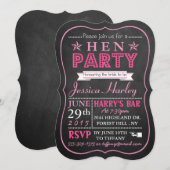 Roze Typografie Chalkboard Hen Party Kaart (Voorkant / Achterkant)