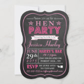 Roze Typografie Chalkboard Hen Party Kaart (Voorkant)