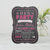 Roze Typografie Chalkboard Hen Party Kaart (Staand voorkant)