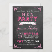Roze Typografie Chalkboard Hen Party Kaart (Voorkant)