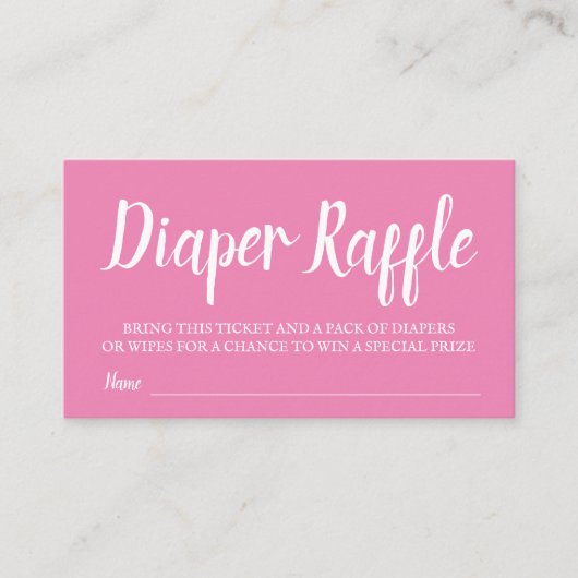 Roze Typografie Diaper Raffle Enclosure Kaart (Voorkant)