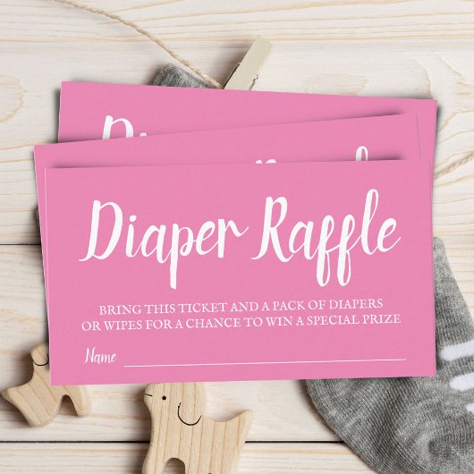 Roze Typografie Diaper Raffle Enclosure Kaart