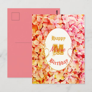 Roze typografie Elegante vintage botanische verjaa Briefkaart