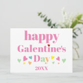 Roze typografie Fijne Galentines Dag Feestdagenkaart (Staand voorkant)