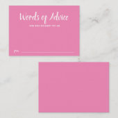 Roze Typografie Girl Baby shower Advice Informatiekaartje (Voorkant / Achterkant)